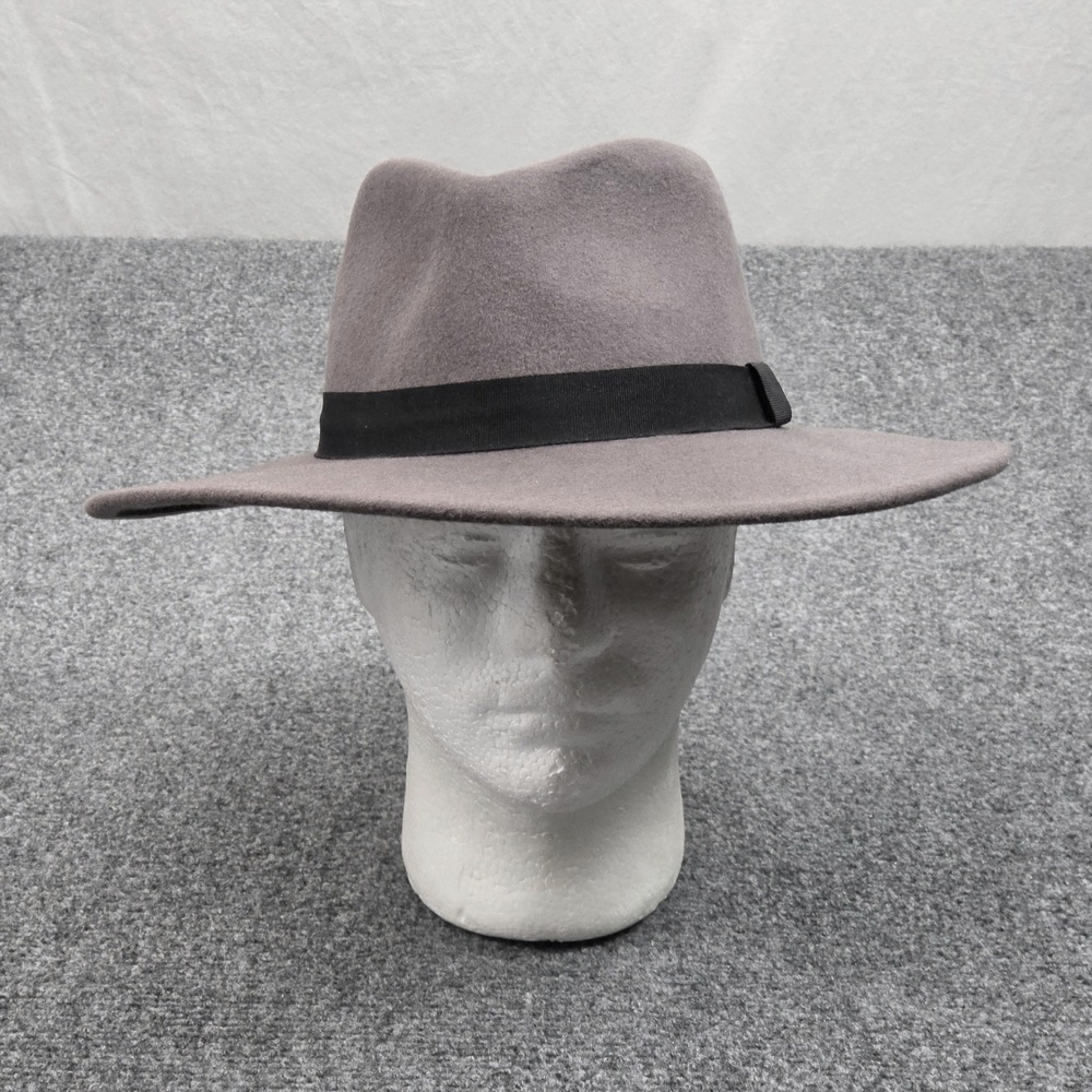 Biltmore‎ Madewell Wool Felt Fedora Hat Womens M L Taupe Wide Brim Boho Festival